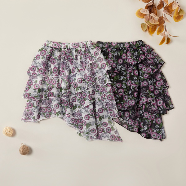 Trendy Floral Irregular Cake Skirts