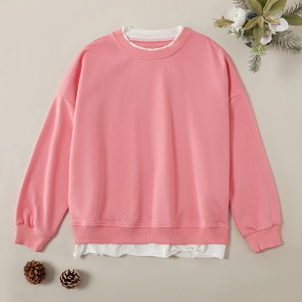 Trendy Solid Faux-two Sweatshirt