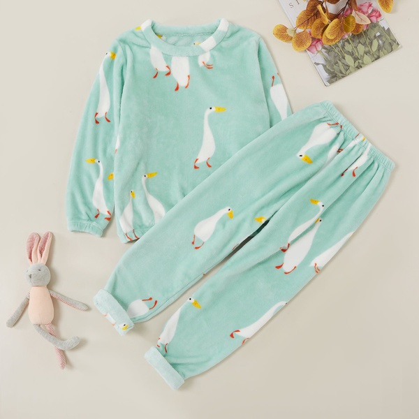 Stylish Flannel Goose Allover Print Sweatshirt and Pants