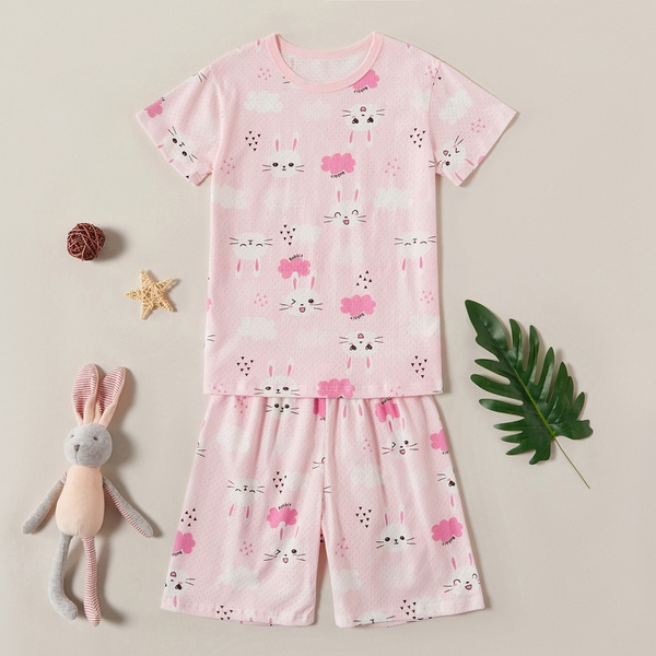 Stylish Cartoon Animal Bunny Top and Shorts Set