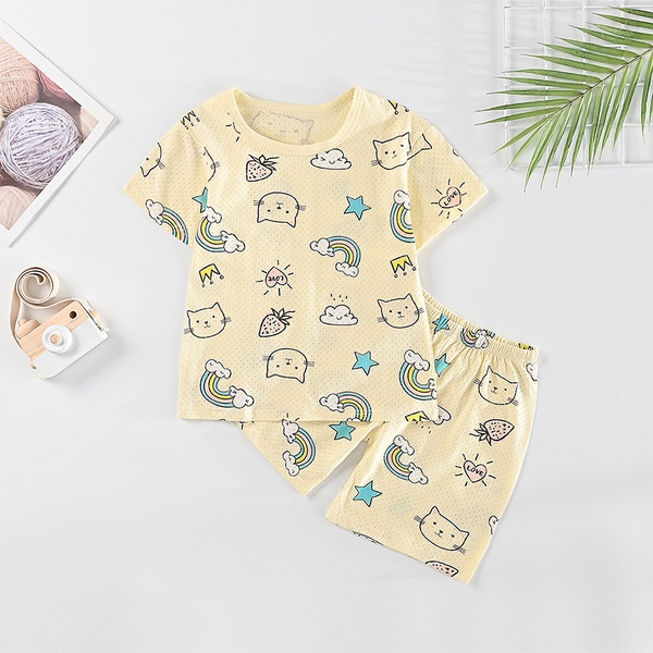 Stylish Cartoon Animal Cat Top and Shorts Set