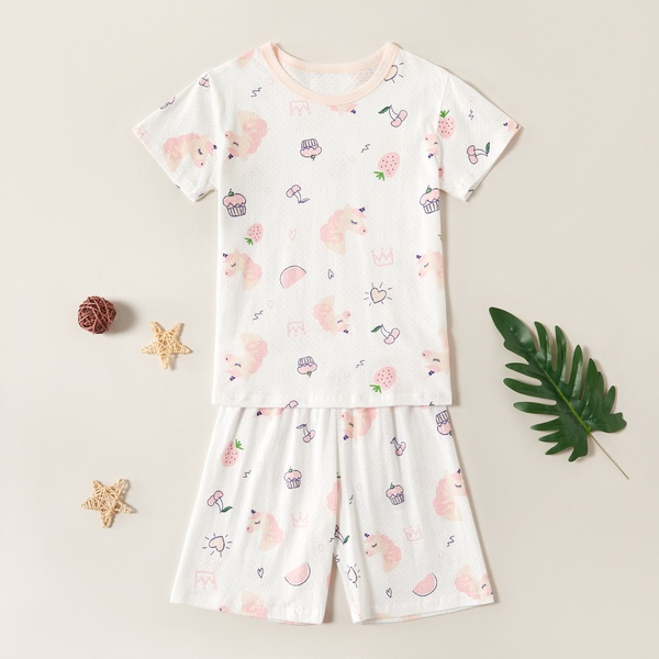 Stylish Cartoon Animal Unicorn Top and Shorts Set