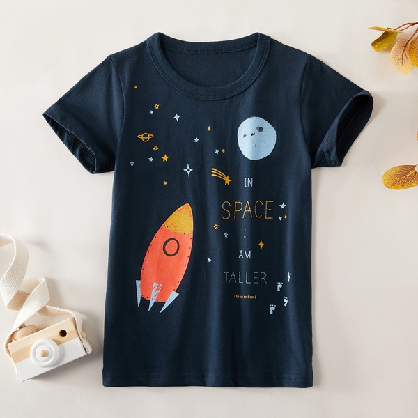 Trendy Cartoon Space Print Tee