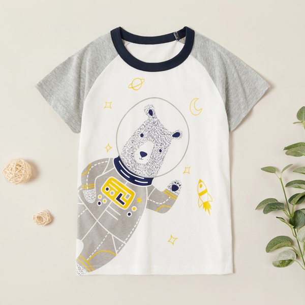 Trendy Cartoon Bear Print Tee