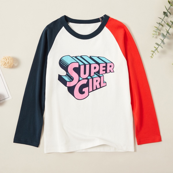 Stylish Letter SUPERGIRL Print Long-sleeve Tee