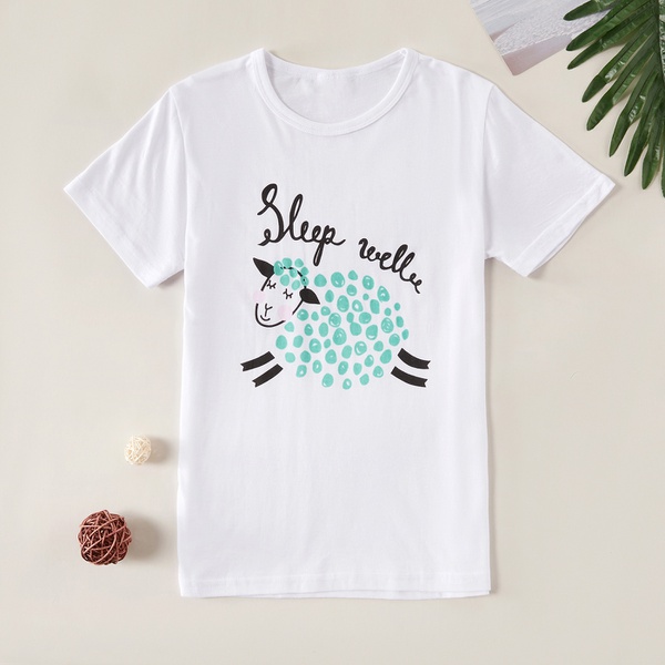 Fashionable Letter Sheep Print Tee