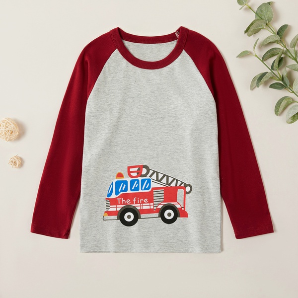 Trendy Fire Truck Print Long-sleeve Tee