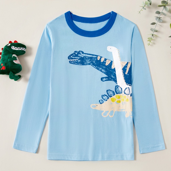 Stylish Cartoon Dinosaurs Print Long-sleeve Tee