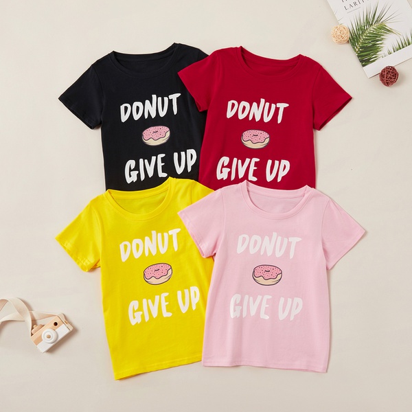 Fashionable Letter Print Doughnut Tee for Girls