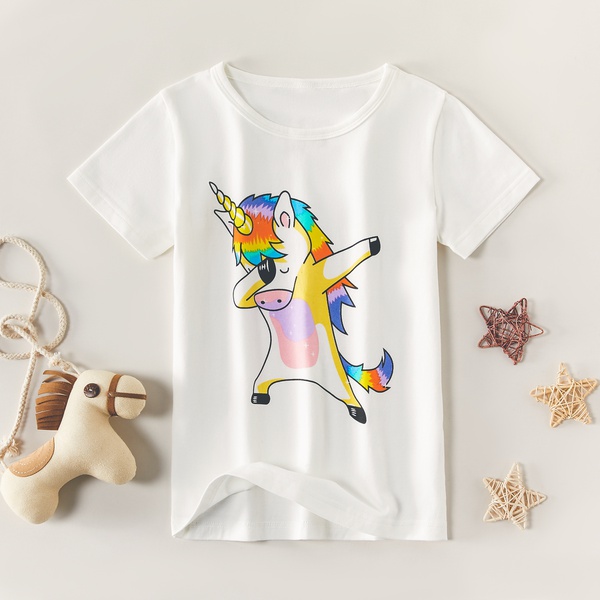 Trendy Cartoon Unicorn Short-sleeve Tee