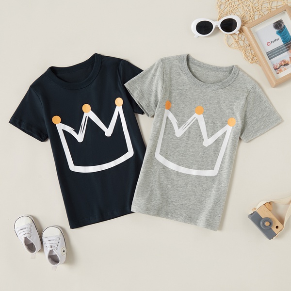 Fashionable Crown Print Short-sleeve Tees