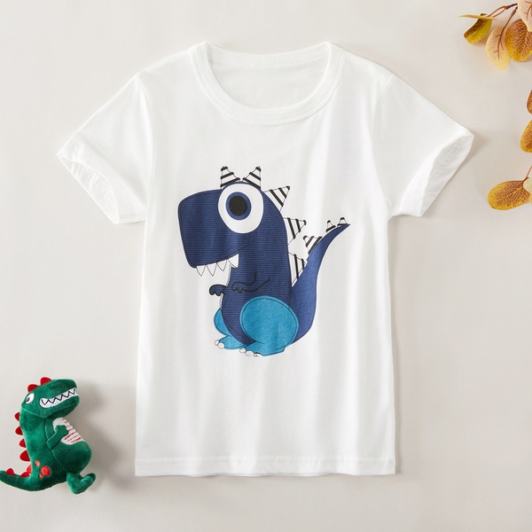 Trendy Cartoon Dino Short-sleeve Tee