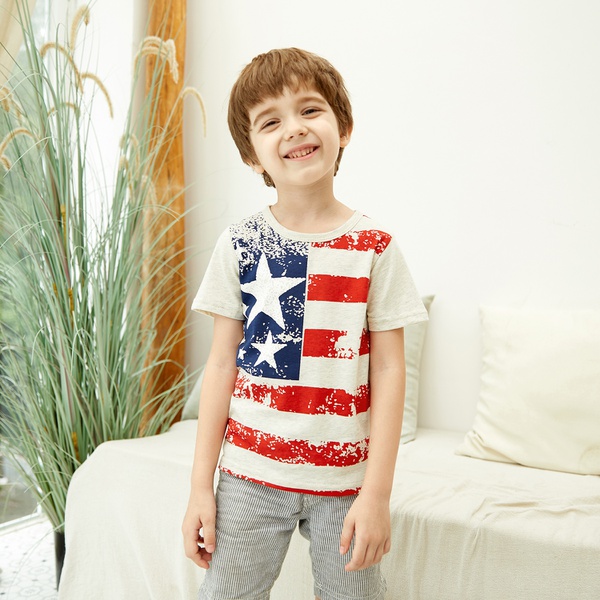 Trendy American National Flag Short-sleeve Tee