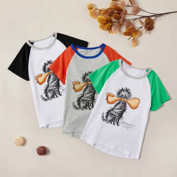 Trendy Cartoon Animal Dog Print Short-sleeve Tee