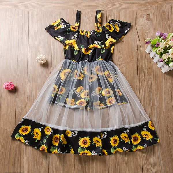 Baby / Toddler Girl Pretty Sunflower Allover Tulle Jumpsuit