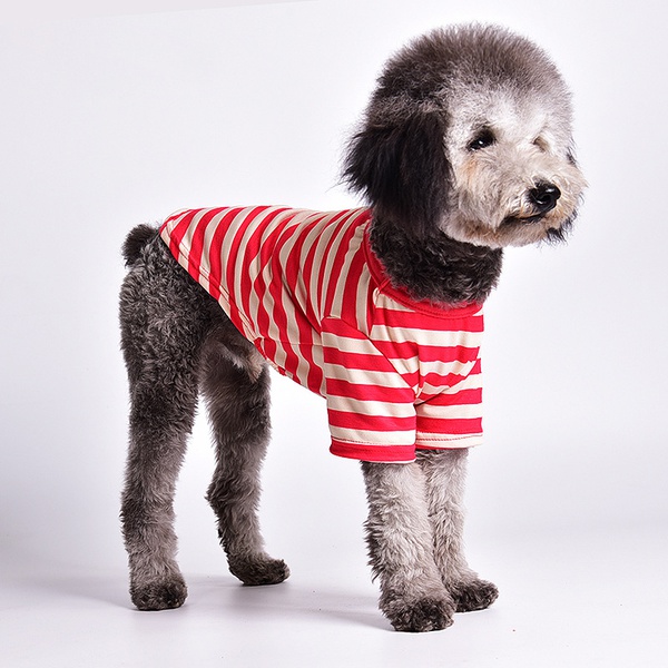 Pet Cotton Stripe Thin Short Sleeves