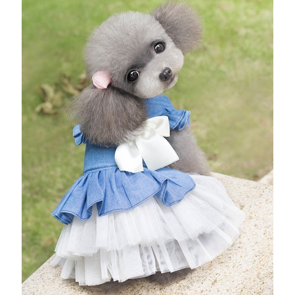 Pet Denim Stitching Lace Dress