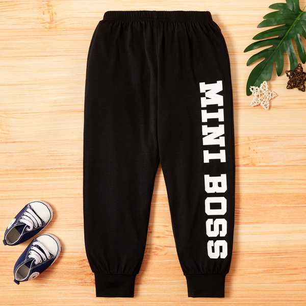 Toddler Boy Letter Print Solid Jogger Pants