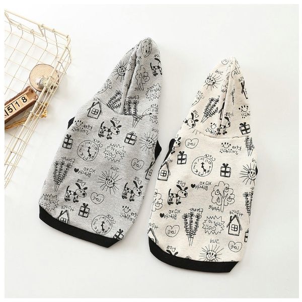 Dog Fashion Print Hooded Sweatshirt