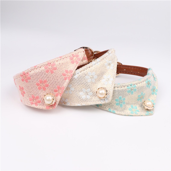 Pet dog collar flower triangle scarf