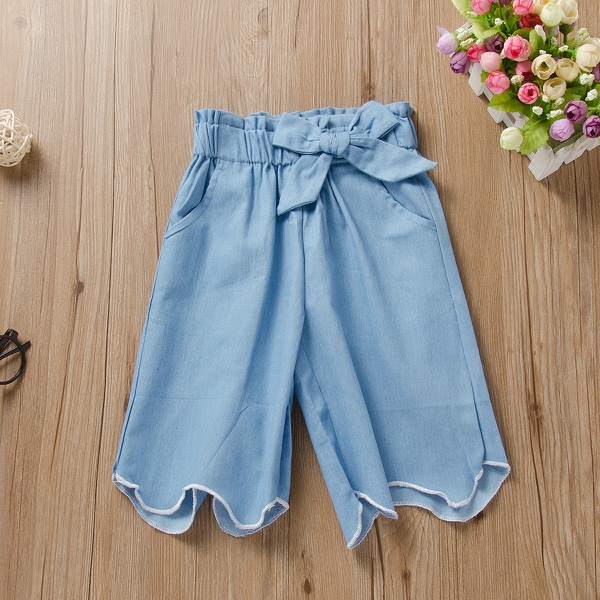 Baby / Toddler Girl Casual Solid Bowknot Pants