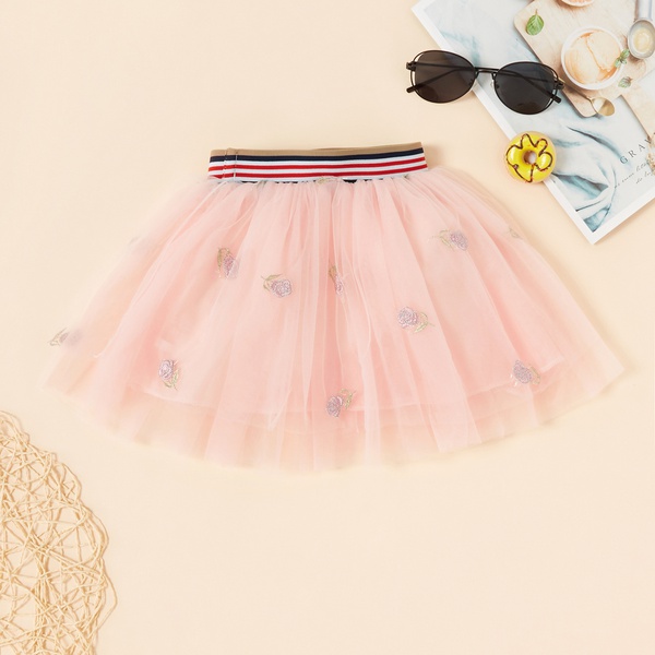 Baby / Toddler Girl Pretty Floral Embroidery Tulle Skirts