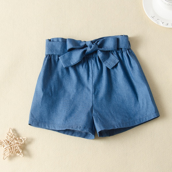 Baby / Toddler Girl Casual Solid Bowknot Decor Shorts