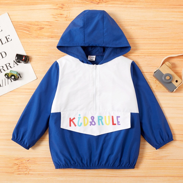 Toddler Boy Letter Print Colorblock Long-sleeve Hoodie