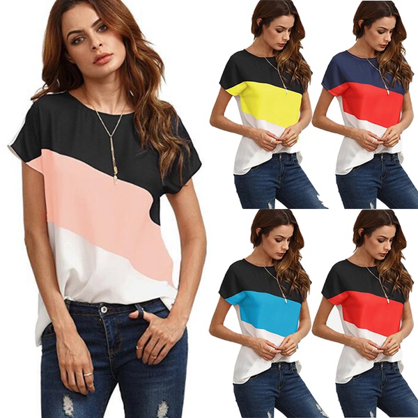 Elegant Color blocked Short-sleeve Tee