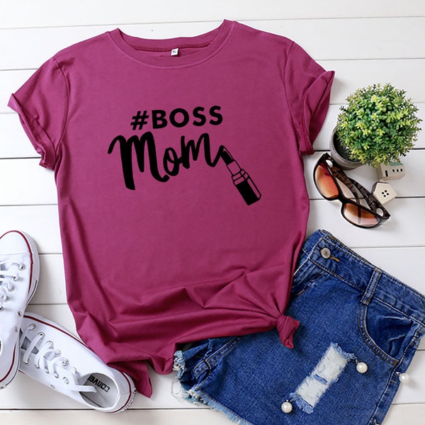 Pretty BOSS mom Letter Printed Short-sleeve Tee For women