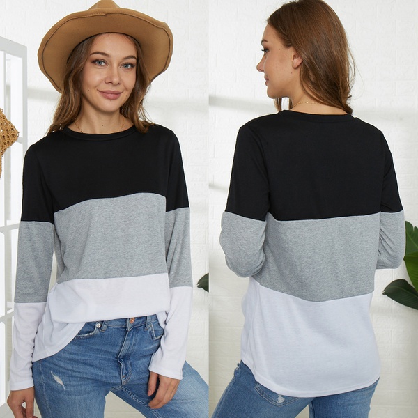 Stylish Color Contrast Long-sleeve Tee